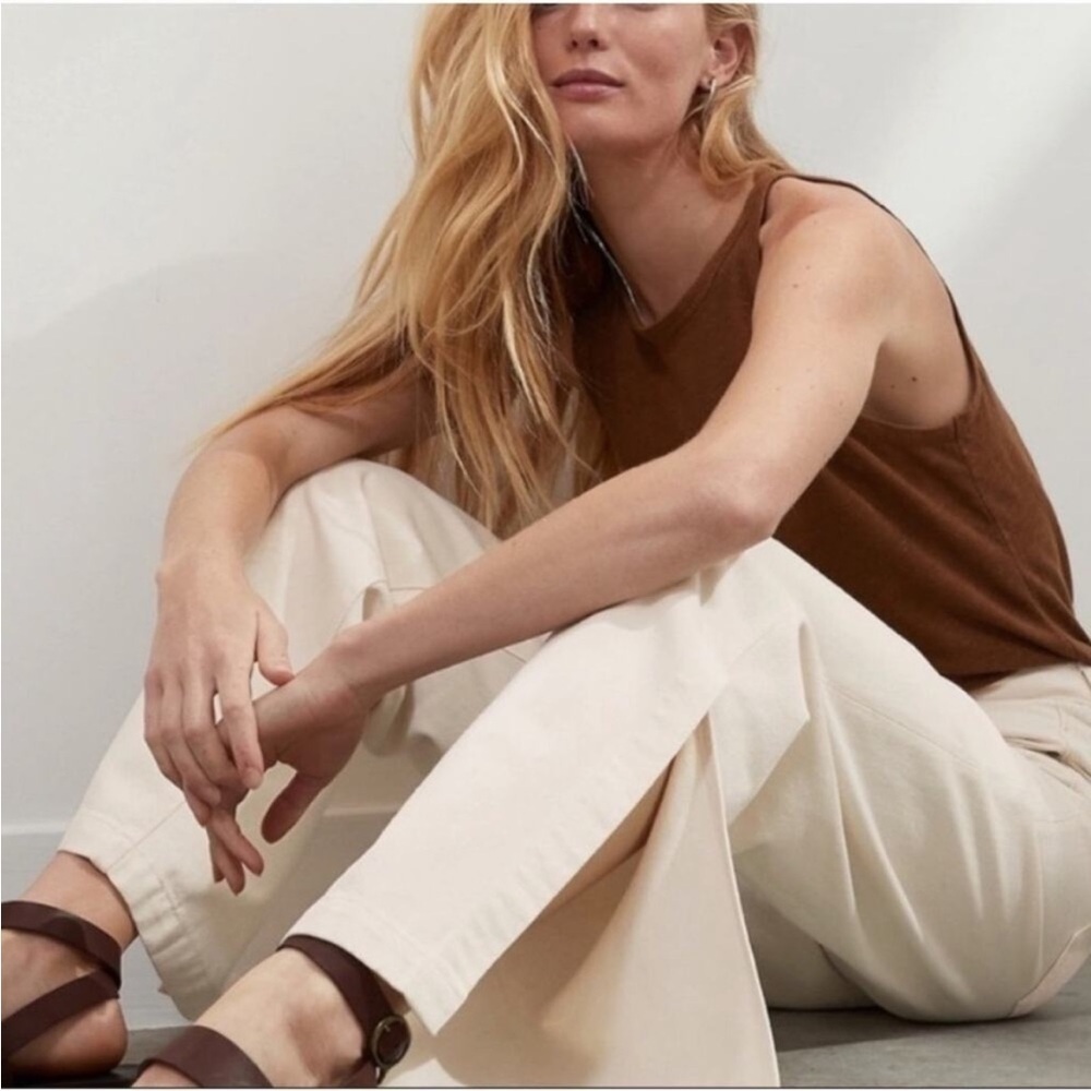 Banana Republic High Rise Wide Leg Cream Denim Jeans